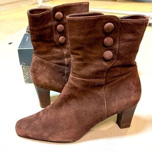 Blondo Chicago Brown Waterproof Leather Suede Ankle‎ Boots Heeled Zip 8.5M